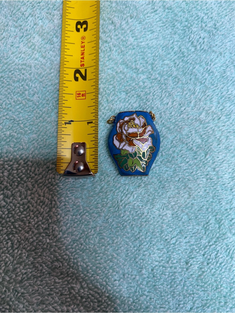 Blue Floral Cloisonné Pendant Necklace Charm